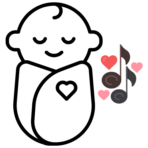 Svømbt sovende baby med hjerte og noder omkring