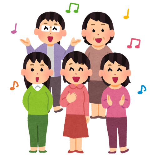 5 personer der står og synger