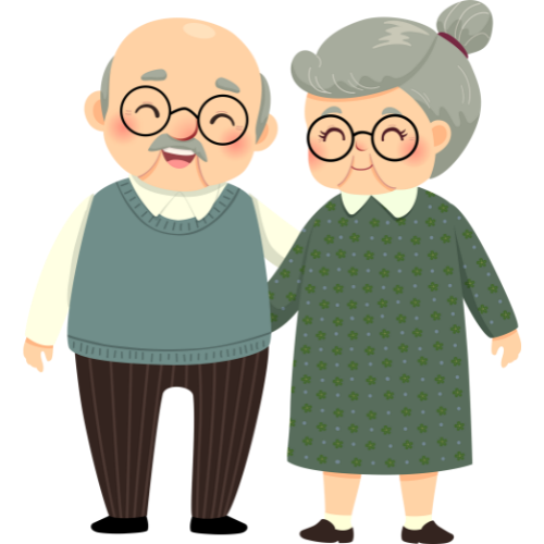 ældre mand og dame holder om hinanden